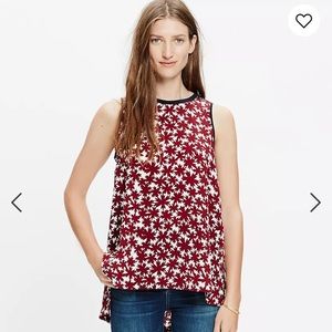DONATED Madewell | Silk Canal Tank Top in Pressed Flower | Red & White